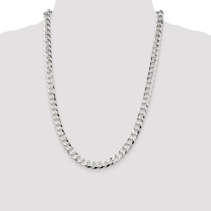 Sterling Silver 8.5mm Flat Curb Chain Size 24