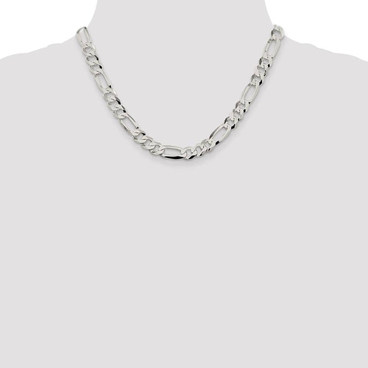 Sterling Silver 8.5mm Lightweight Flat Figaro Chain Size 18