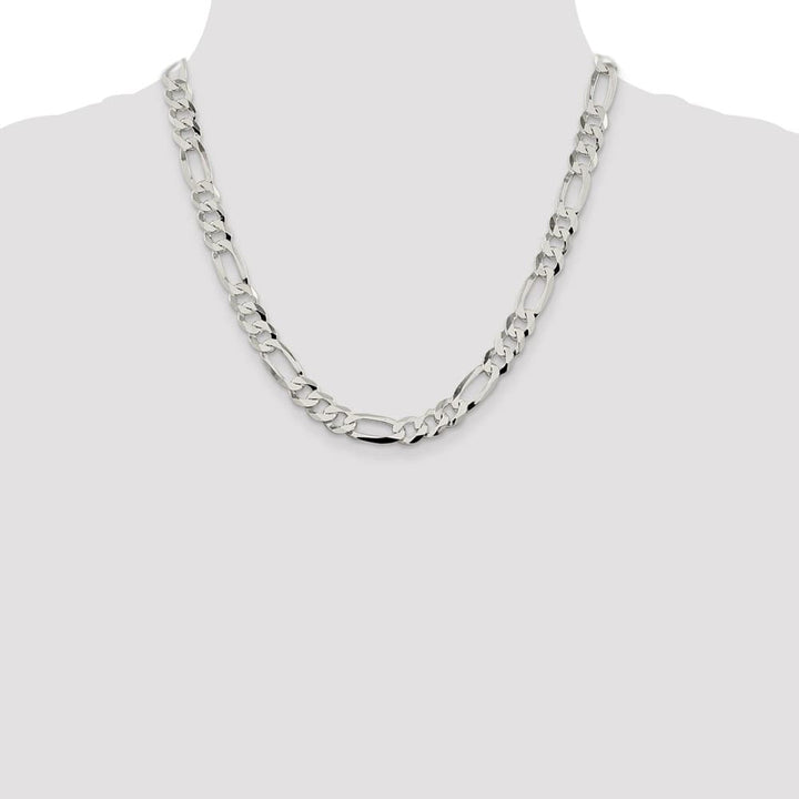 Sterling Silver 8.5mm Lightweight Flat Figaro Chain Size 20