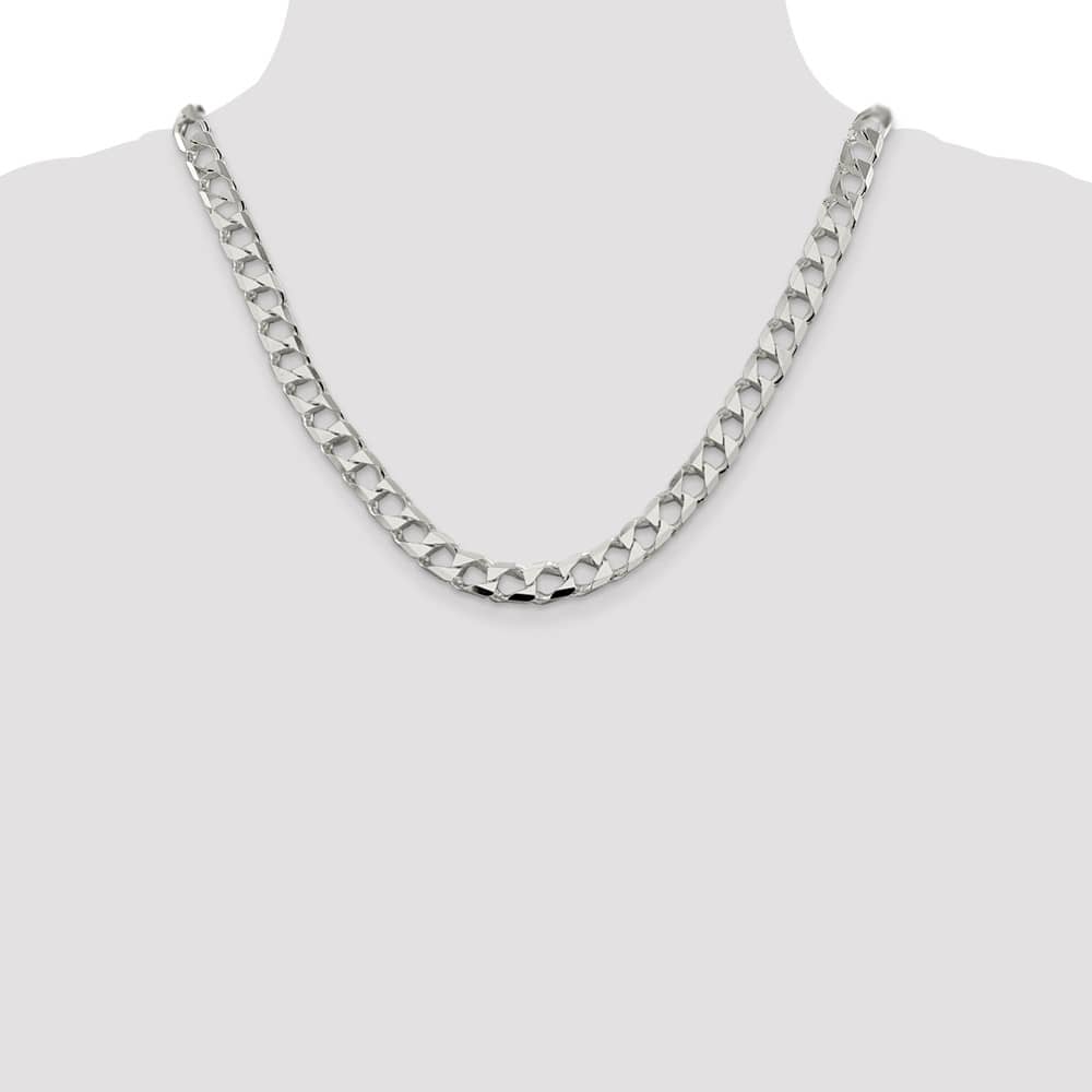Sterling Silver 8.6mm D.C. Square Curb Chain Size 20