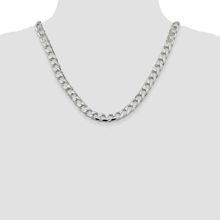 Sterling Silver 8.6mm D.C. Square Curb Chain Size 20