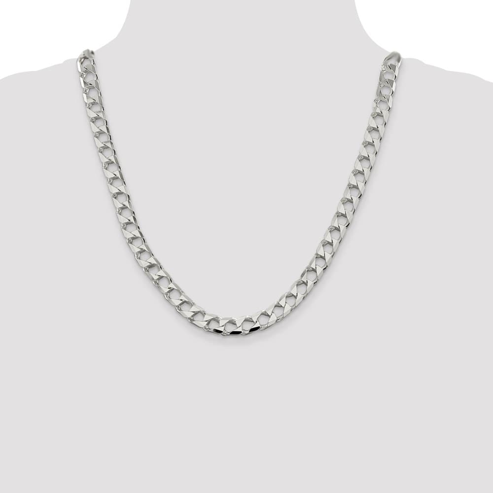 Sterling Silver 8.6mm D.C. Square Curb Chain Size 22