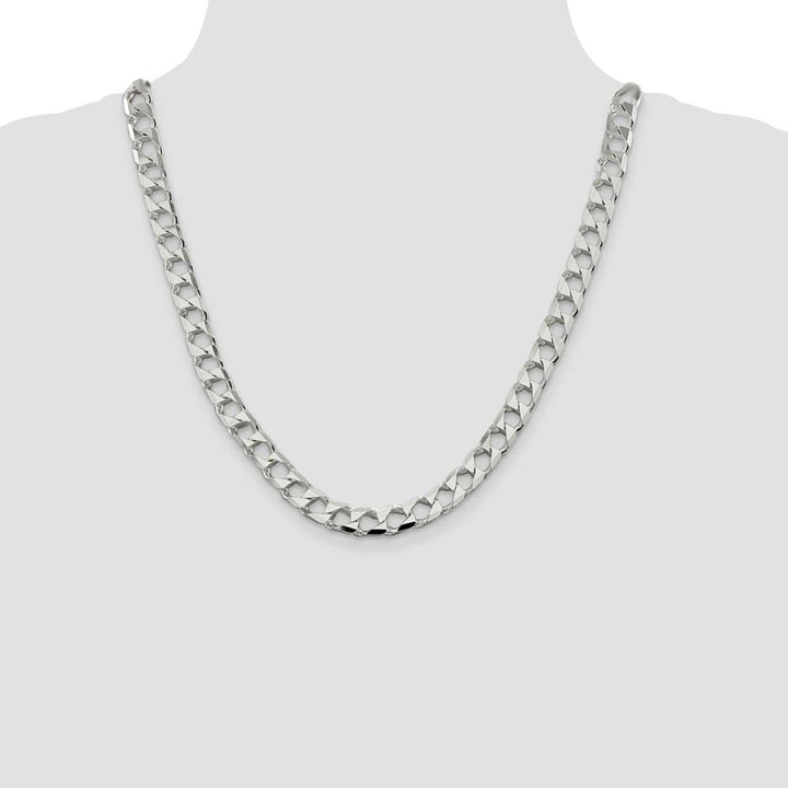 Sterling Silver 8.6mm D.C. Square Curb Chain Size 22