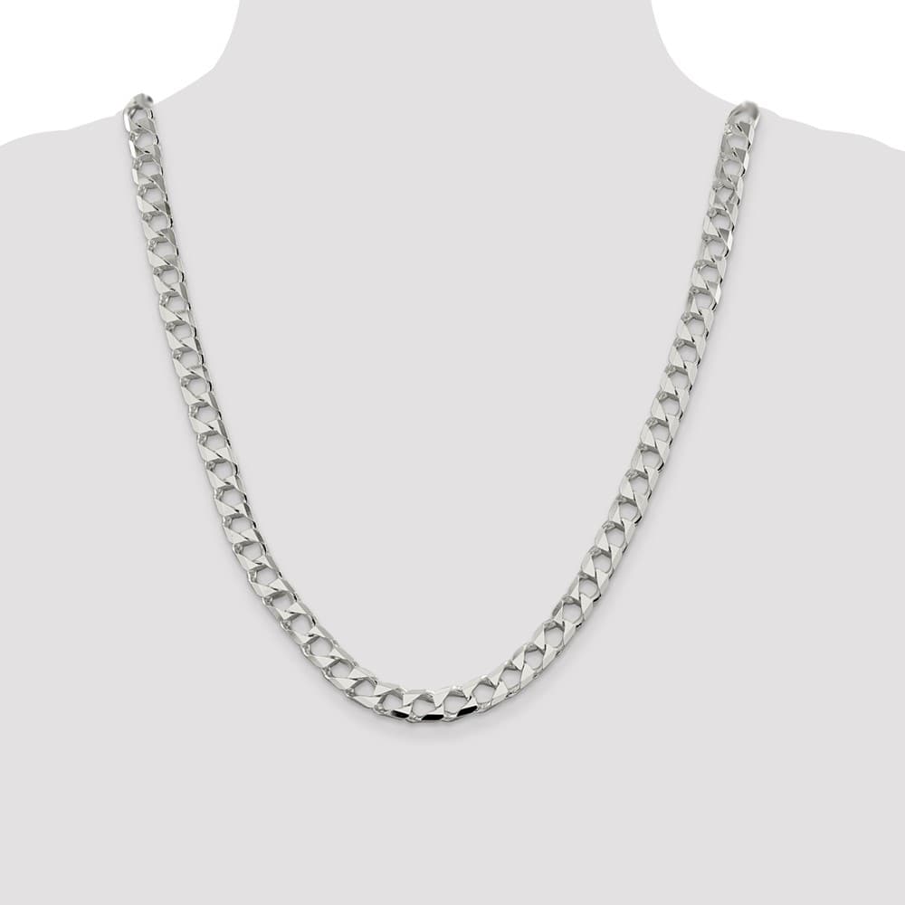 Sterling Silver 8.6mm D.C. Square Curb Chain Size 24