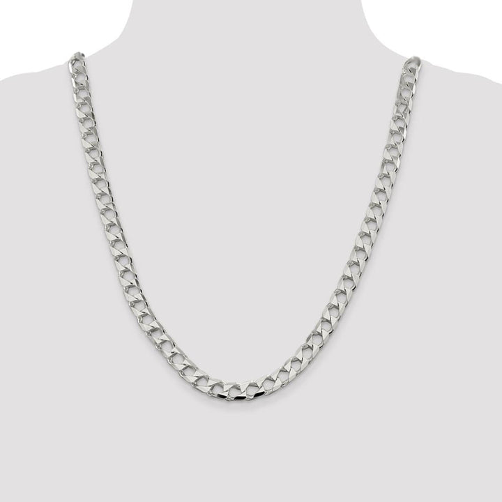 Sterling Silver 8.6mm D.C. Square Curb Chain Size 24