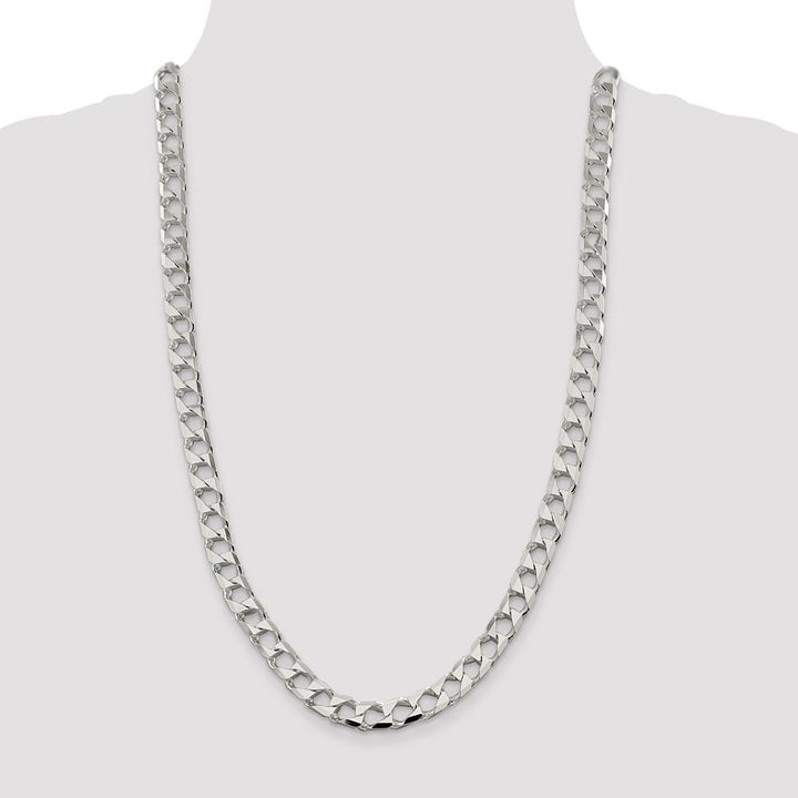 Sterling Silver 8.6mm D.C. Square Curb Chain Size 26