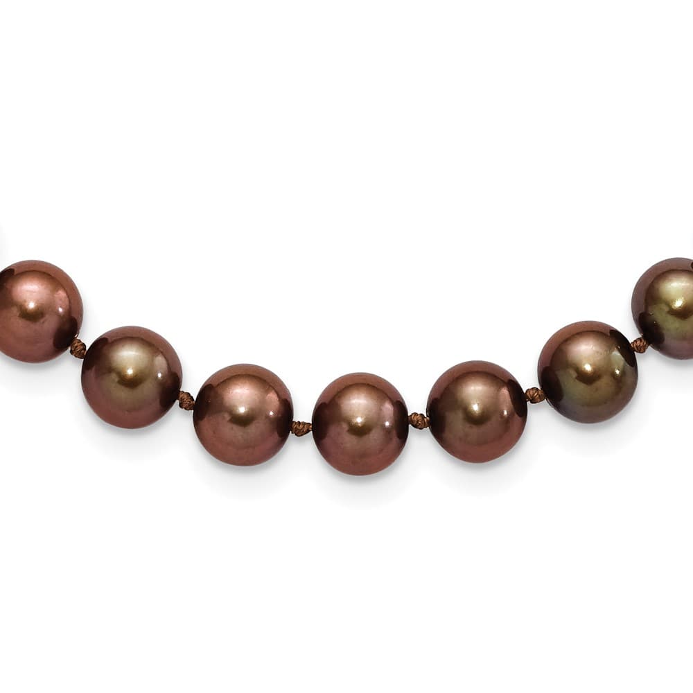 Sterling Silver 8-9mm Brown Near-Round Cultured Pearl 20 inch Necklace