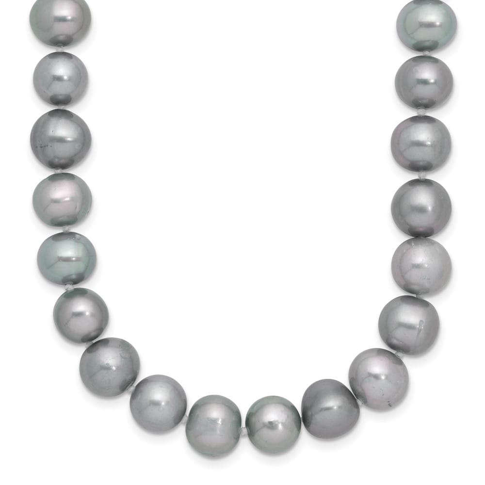 Sterling Silver 8-9mm Gray Near-Round Cultured Pearl 24 inch Necklace