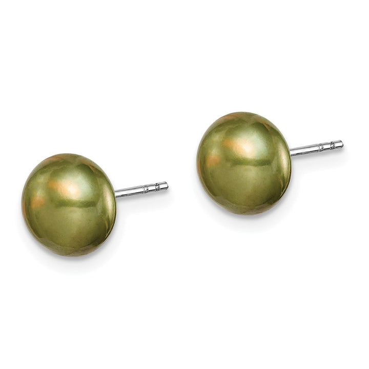 Sterling Silver 8-9mm Multi-color Button Pearl Set of 7 Post Earrings, view 7 of 7
