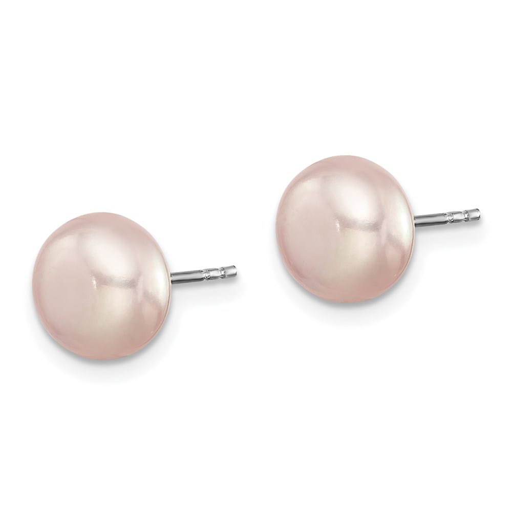 Sterling Silver 8-9mm Multi-color Button Pearl Set of 7 Post Earrings, view 5 of 7