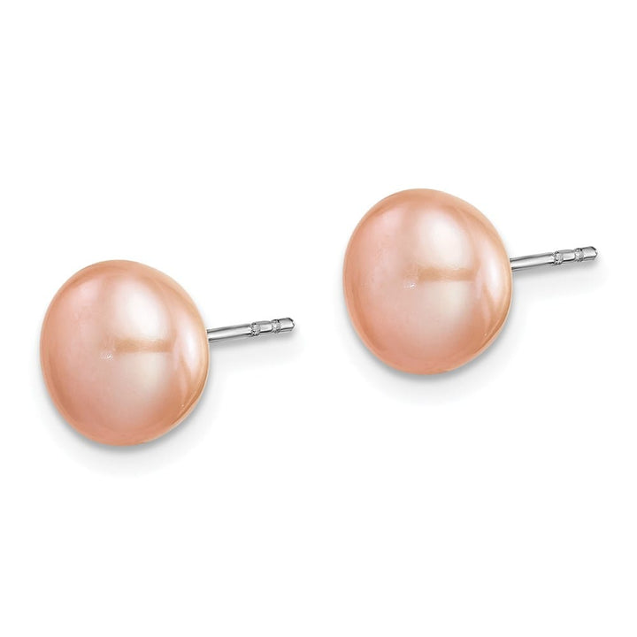 Sterling Silver 8-9mm Multi-color Button Pearl Set of 7 Post Earrings, view 4 of 7