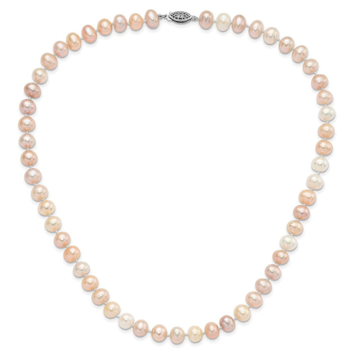 Sterling Silver 8-9mm Multi-Color Cultured Pearl 18 inch Necklace