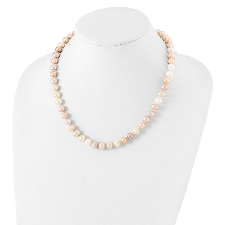 Sterling Silver 8-9mm Multi-Color Cultured Pearl 18 inch Necklace