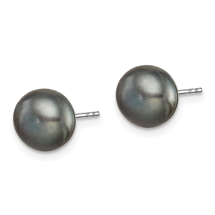 Sterling Silver 8-9mm White, Black Button Pearl Set of 5 Post Earrings, view 7 of 7