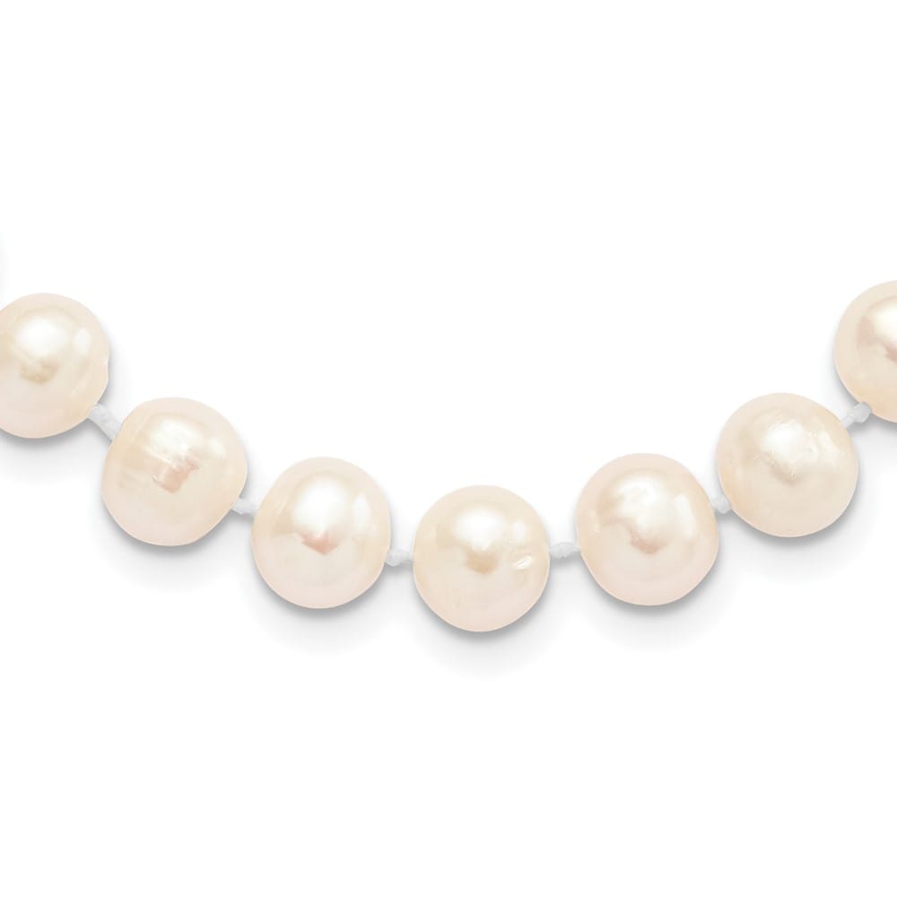 Sterling Silver 8-9mm White Near-Round Cultured Pearl 24 inch Necklace