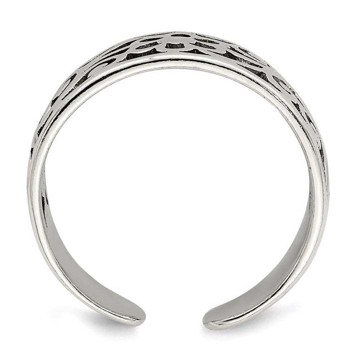 Sterling Silver 8 mm Antiqued Floral Toe Ring