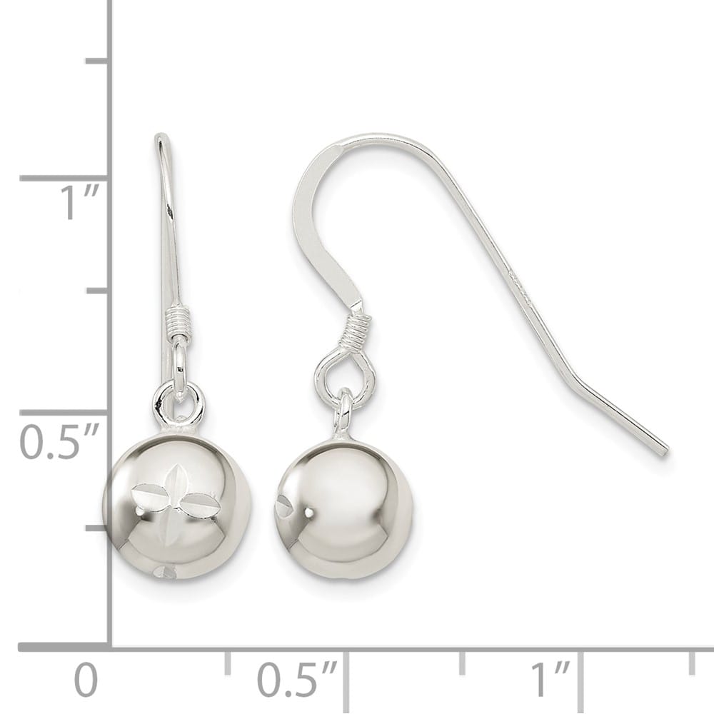 Sterling Silver 8mm D.C. Bead Dangle Earrings, view 4 of 4