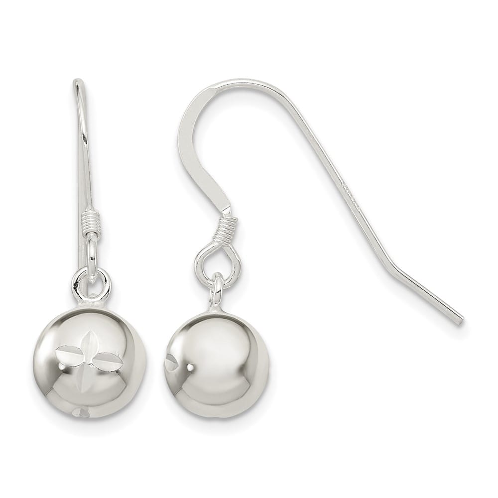 Sterling Silver 8mm D.C. Bead Dangle Earrings, view 1 of 4
