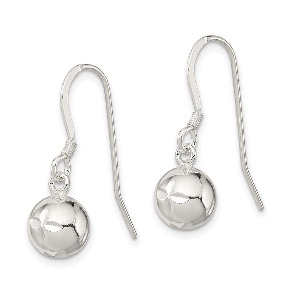 Sterling Silver 8mm D.C. Bead Dangle Earrings, view 2 of 4
