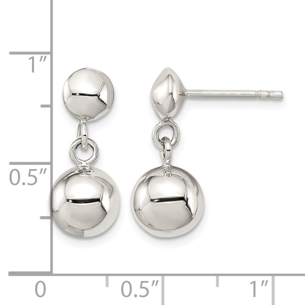 Sterling Silver 8mm Dangle Ball Post Earrings, view 4 of 4