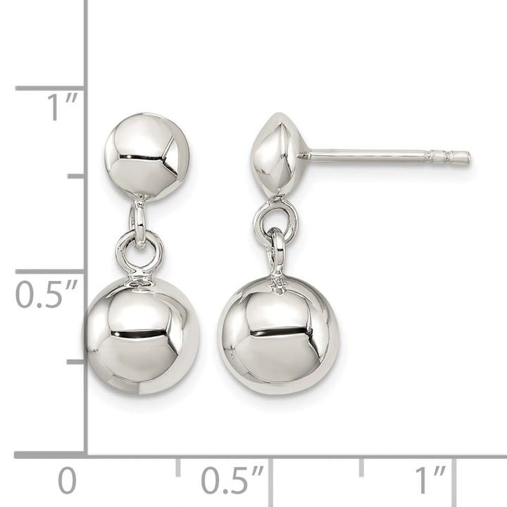 Sterling Silver 8mm Dangle Ball Post Earrings, view 4 of 4