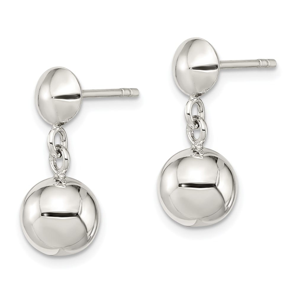 Sterling Silver 8mm Dangle Ball Post Earrings, view 2 of 4