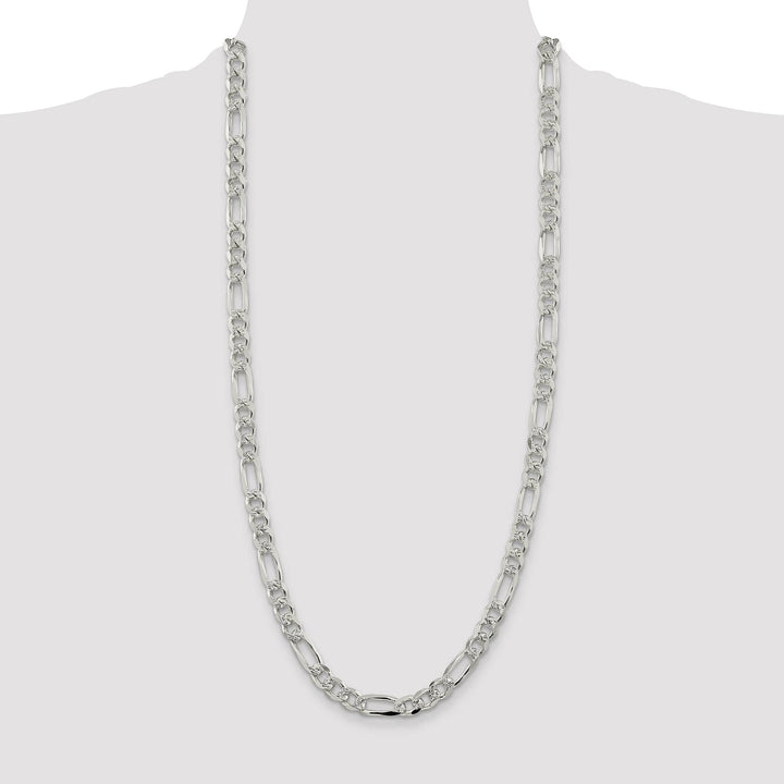 Sterling Silver 8mm Pave Flat Figaro Chain