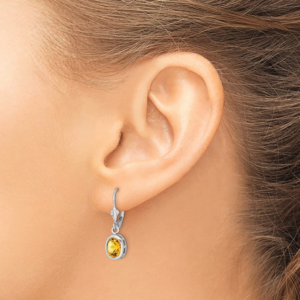 Sterling Silver 8x6mm Oval Leverback Earrings, view 11 of 16