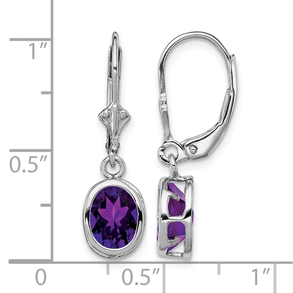 Sterling Silver 8x6mm Oval Leverback Earrings, view 4 of 16