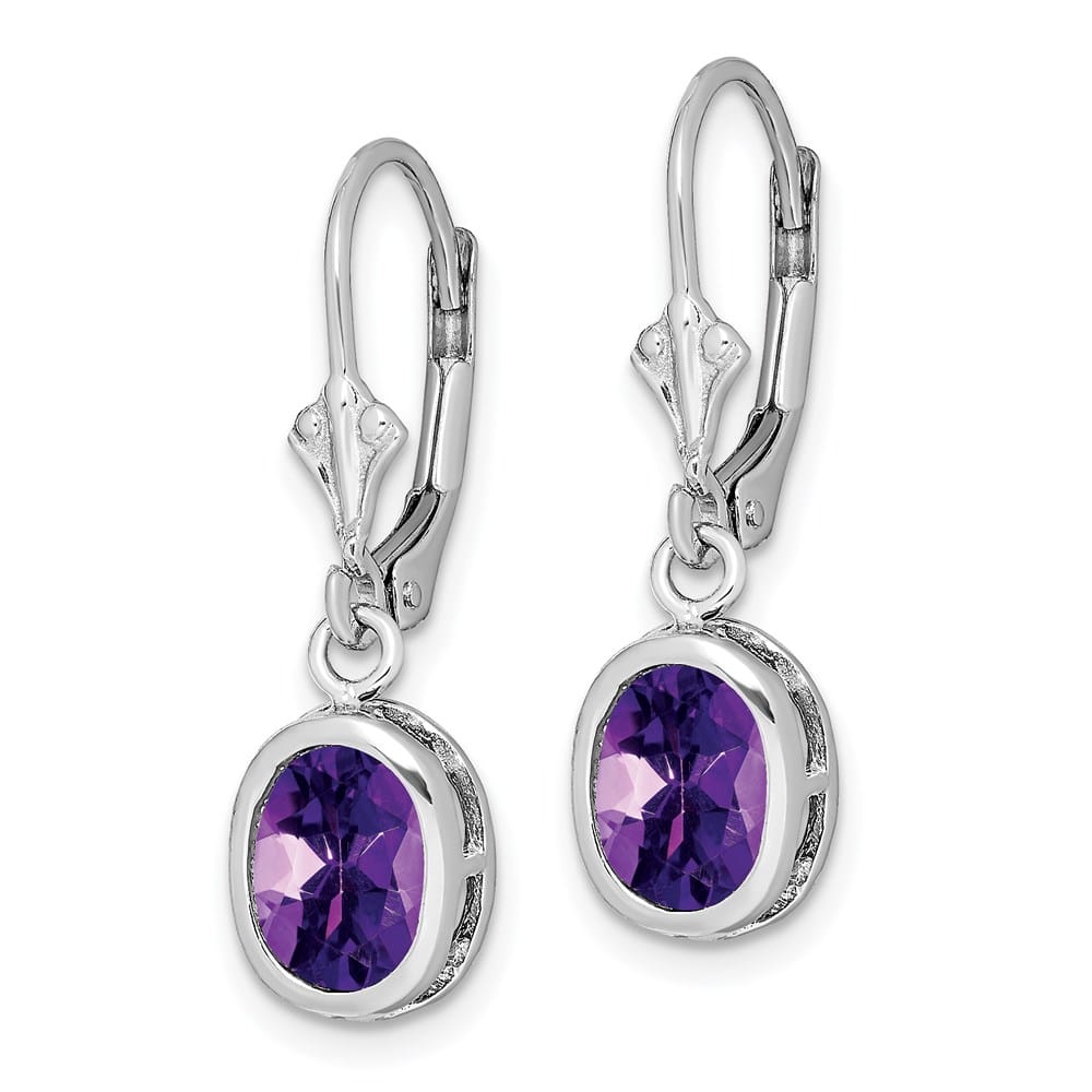 Sterling Silver 8x6mm Oval Leverback Earrings, view 2 of 16
