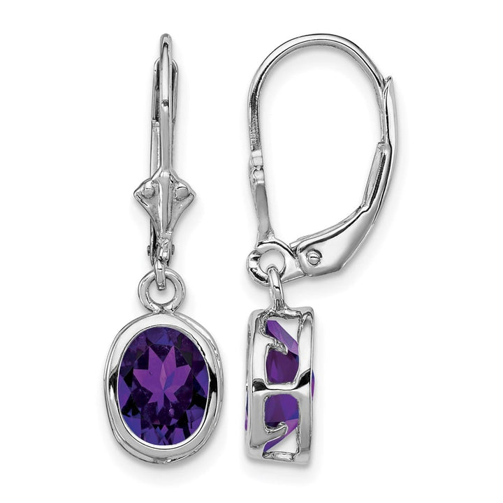 Sterling Silver 8x6mm Oval Leverback Earrings, view 1 of 16