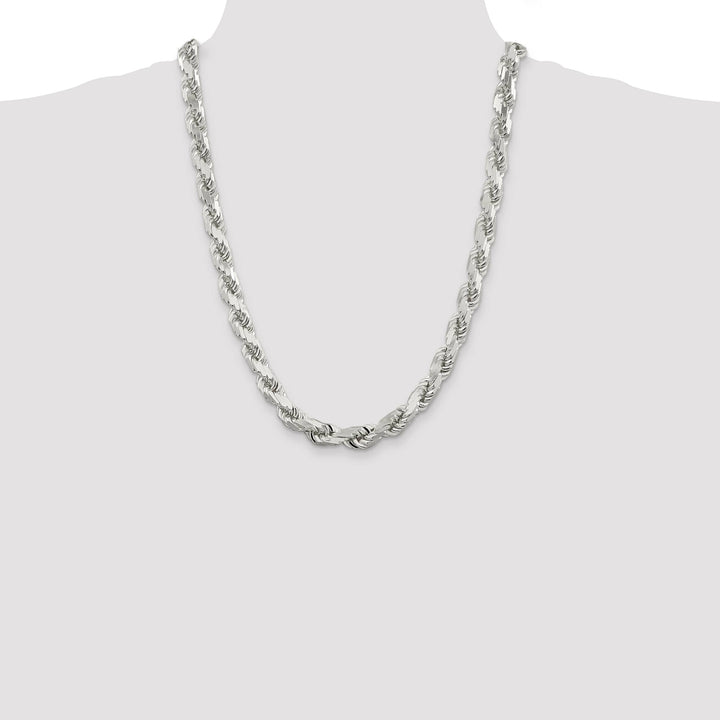 Sterling Silver 9.0mm D.C. Rope Chain