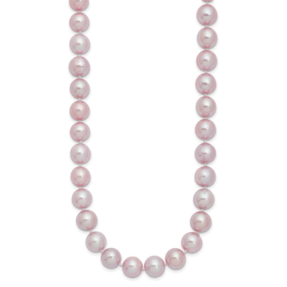 Sterling Silver 9-10mm Purple Round Cultured Pearl 18 inch Necklace