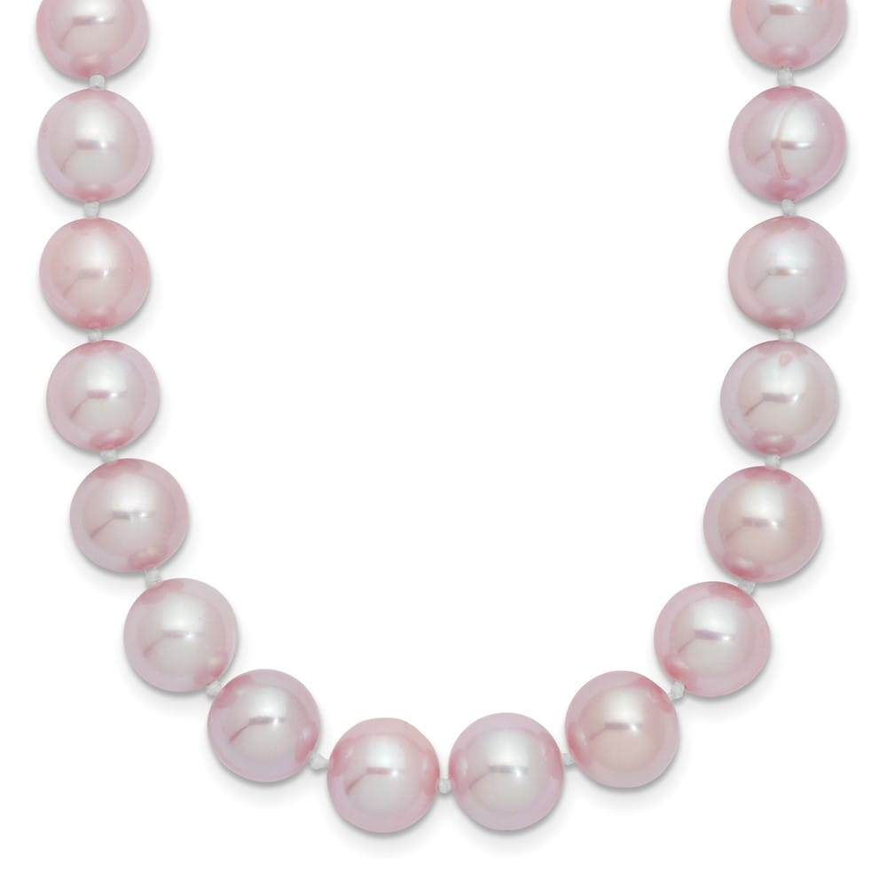 Sterling Silver 9-10mm Purple Round Cultured Pearl 18 inch Necklace