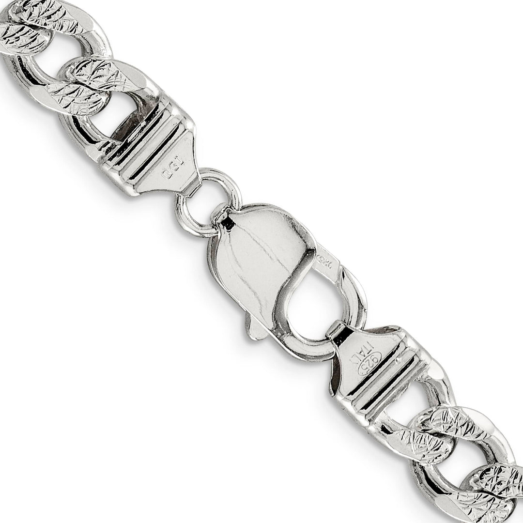 Sterling Silver 9.3mm Pavé Curb Chain 26 Inch