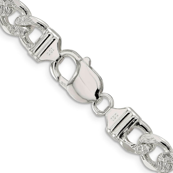 Sterling Silver 9.5mm Pave Flat Figaro Chain