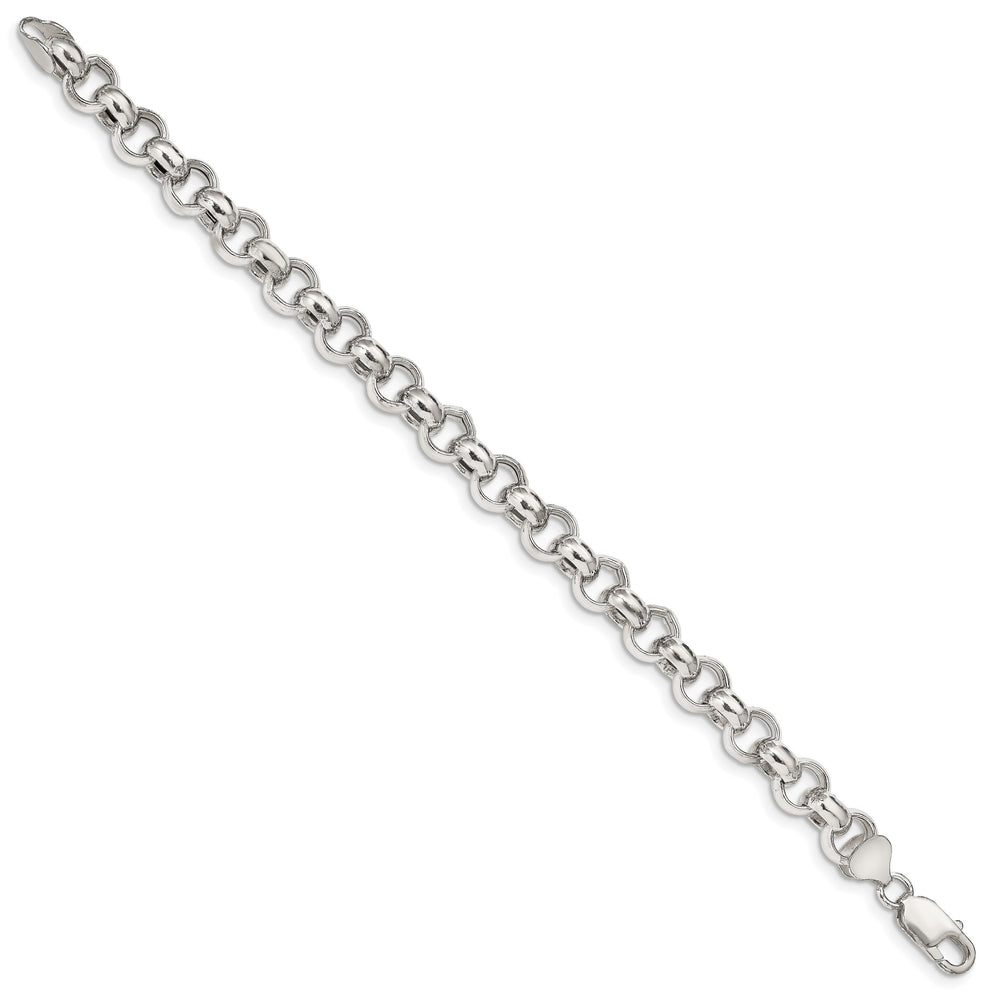 Sterling Silver 9.5mm Semi-solid Rolo Bracelet