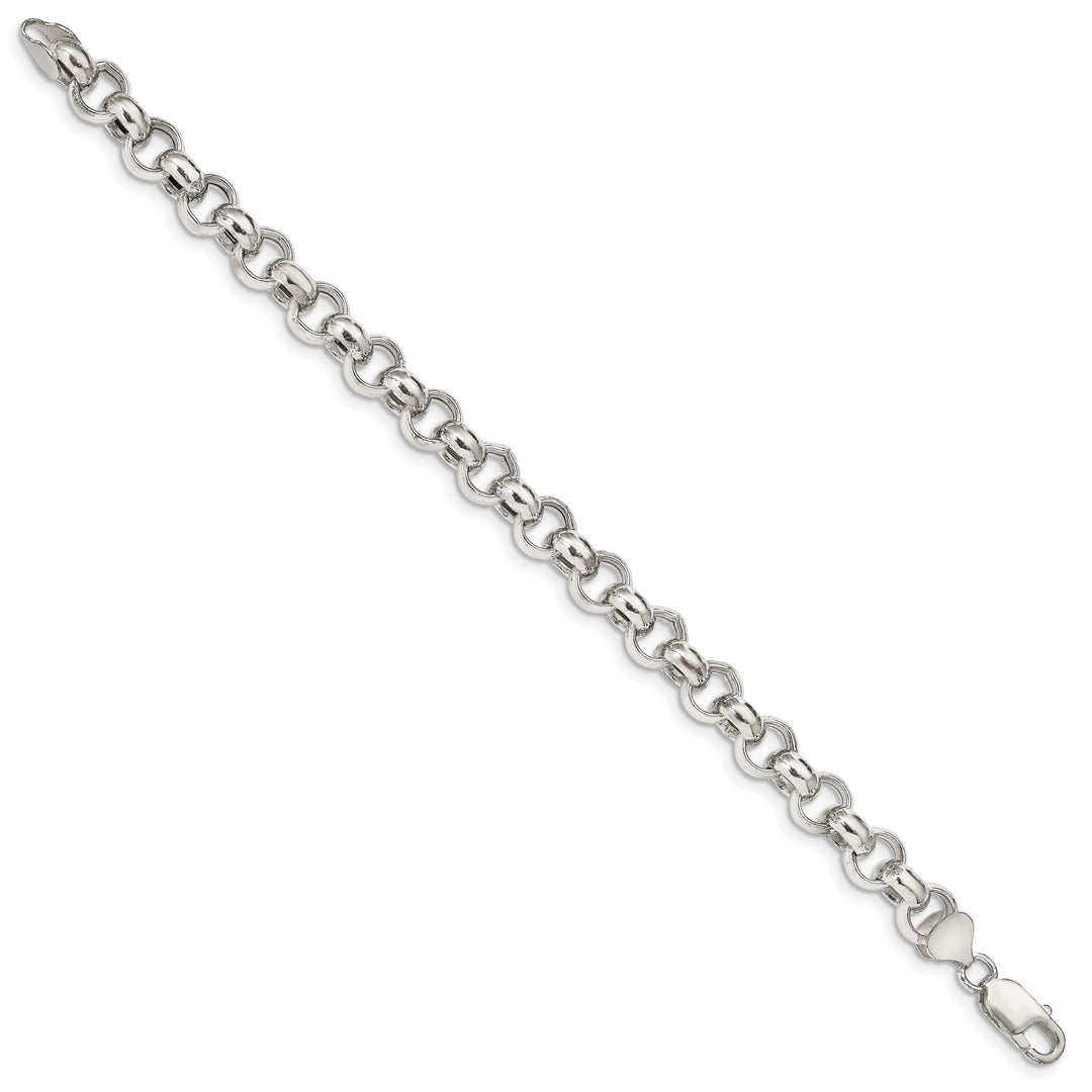Sterling Silver 9.5mm Semi-solid Rolo Bracelet
