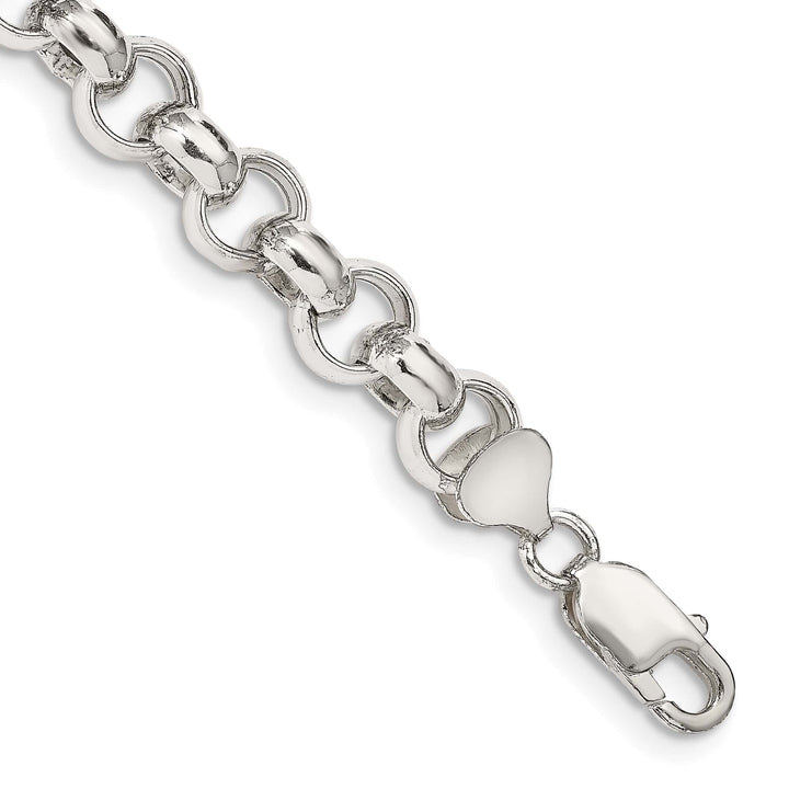 Sterling Silver 9.5mm Semi-solid Rolo Bracelet