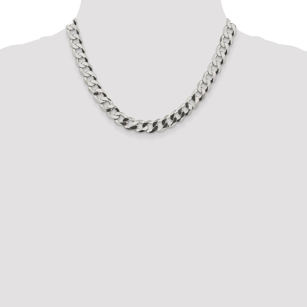 Sterling Silver 9.75mm Flat Curb Chain Size 18