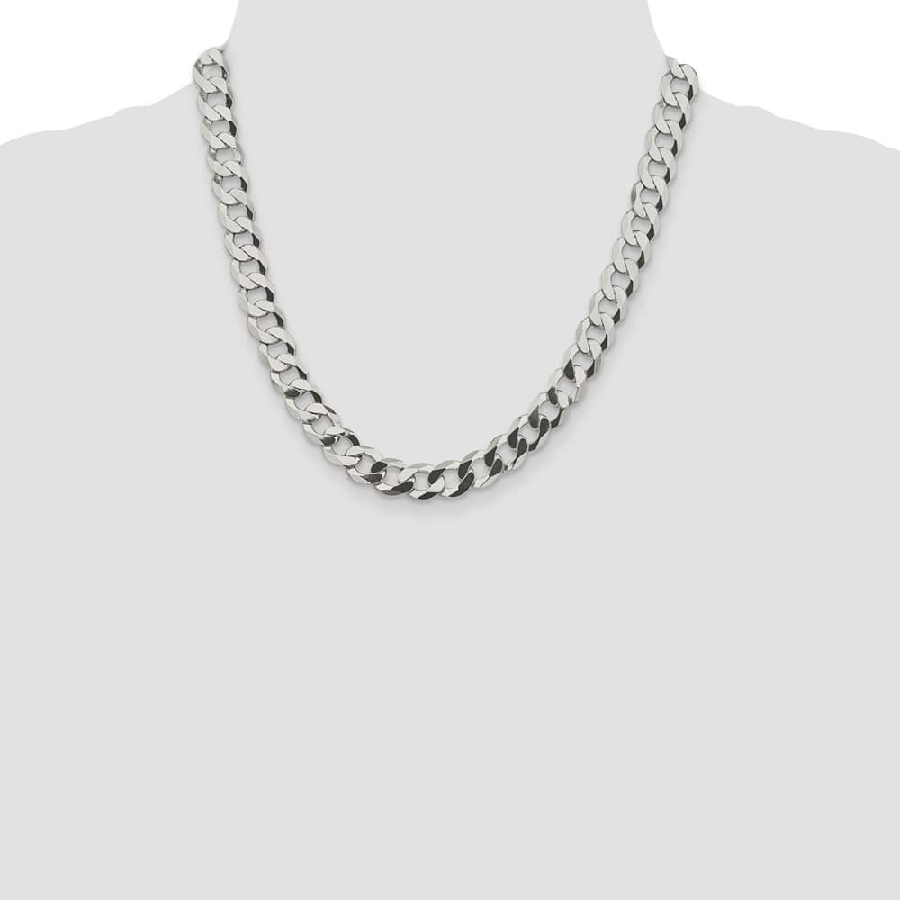 Sterling Silver 9.75mm Flat Curb Chain Size 20