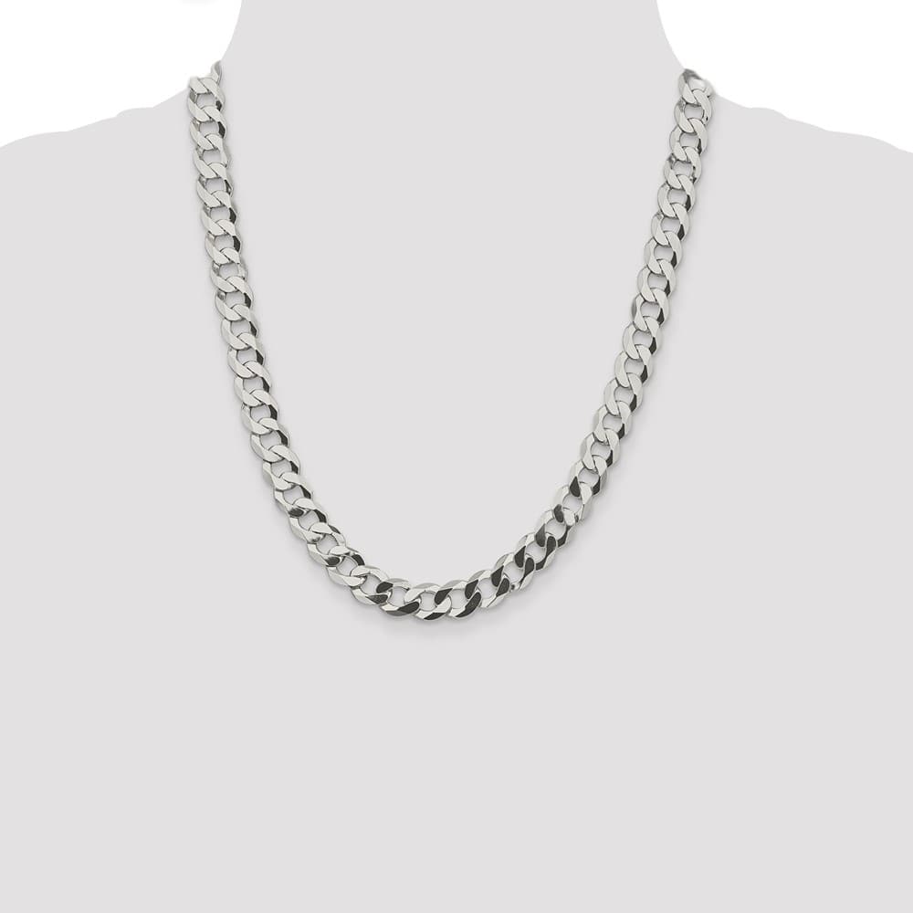 Sterling Silver 9.75mm Flat Curb Chain Size 22
