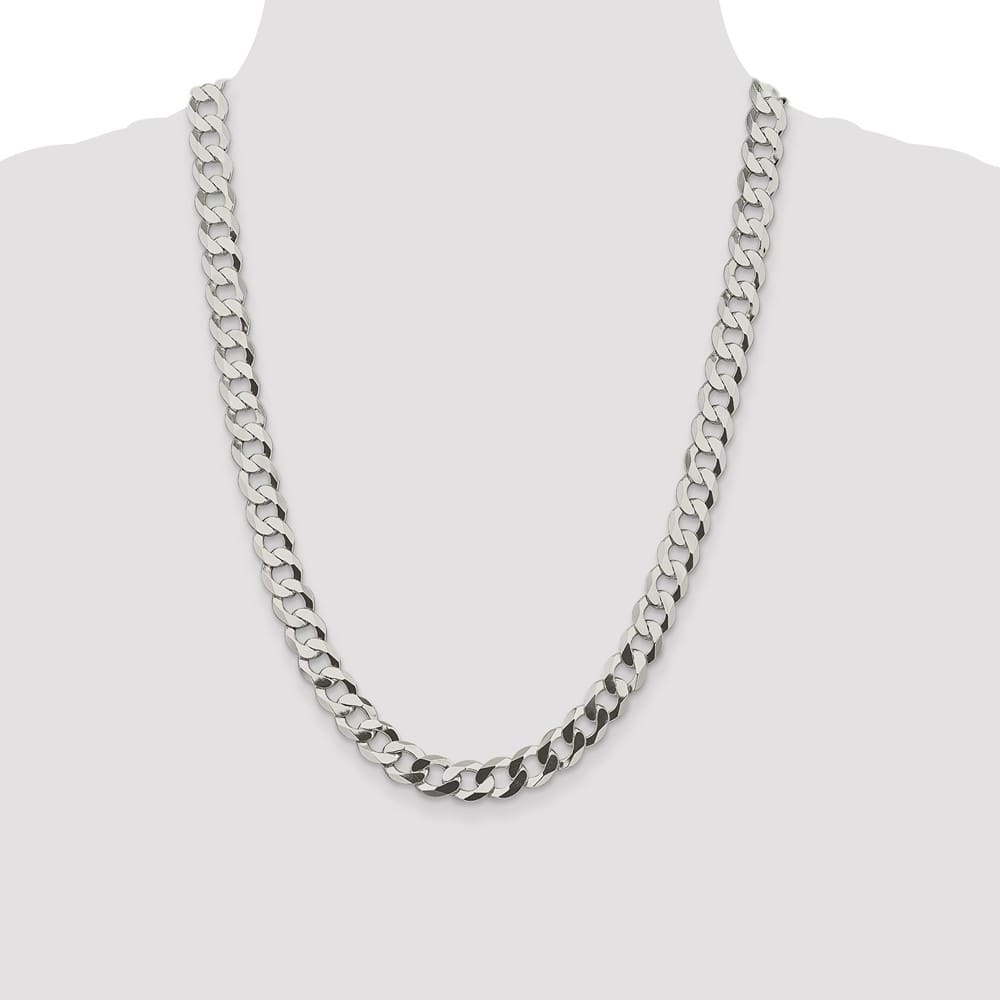 Sterling Silver 9.75mm Flat Curb Chain Size 24