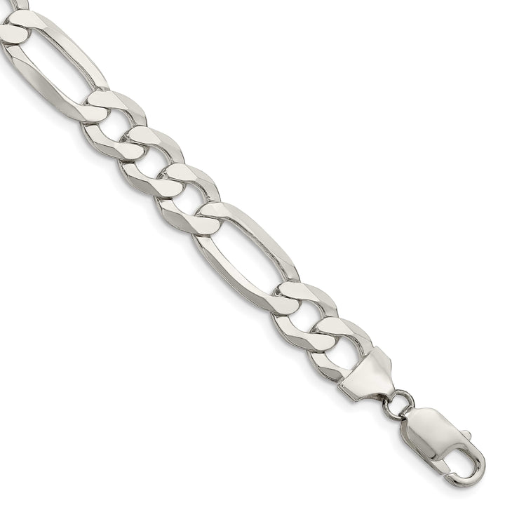 Sterling Silver 9.7mm Lightweight Flat Figaro Bracelet