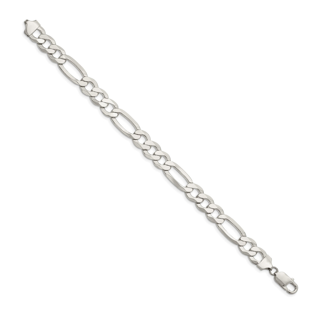 Sterling Silver 9.7mm Lightweight Flat Figaro Bracelet