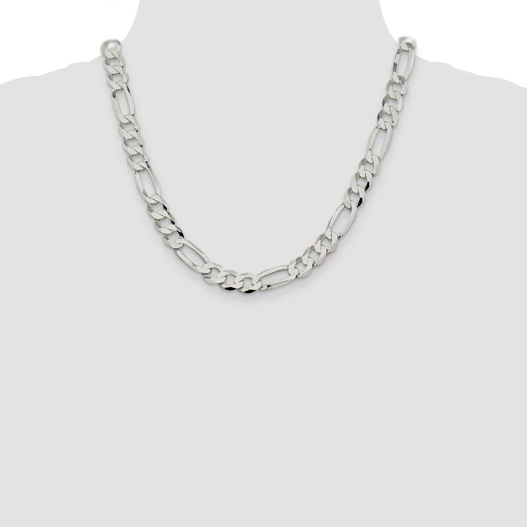 Sterling Silver 9.7mm Lightweight Flat Figaro Chain