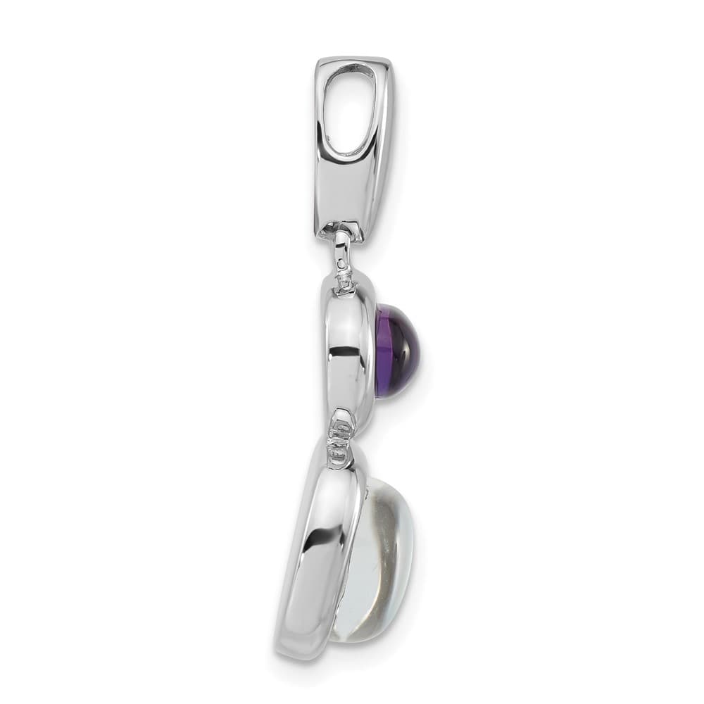 Sterling Silver 9 x 12 mm Mother of Pearl and Crystal Chain Slide