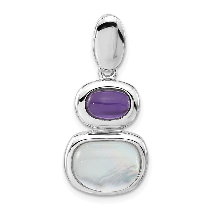 Sterling Silver 9 x 12 mm Mother of Pearl and Crystal Chain Slide