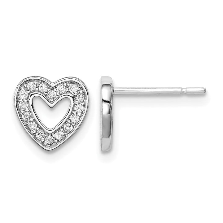 Sterling Silver 9mm CZ Heart Post Earrings