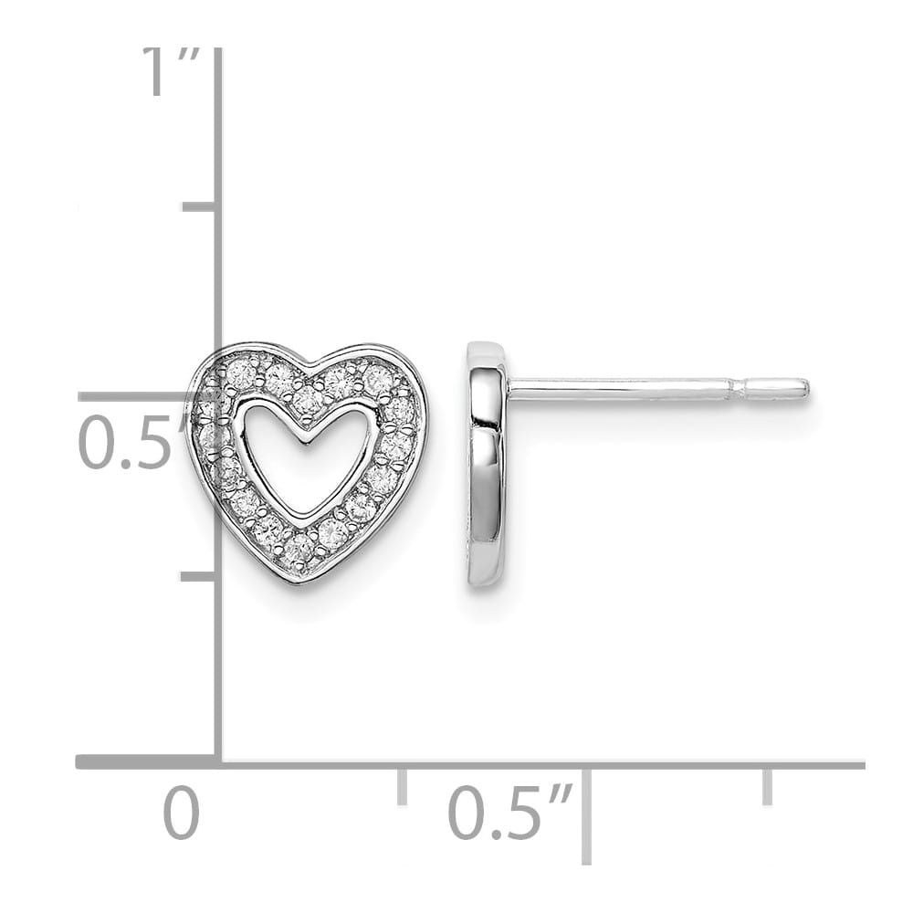 Sterling Silver 9mm CZ Heart Post Earrings